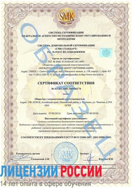 Образец сертификата соответствия Красноярск Сертификат ISO 22000