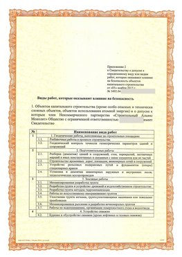 Приложение к свидетельству о допуске к определенному виду или видам работ Красноярск СРО в строительстве